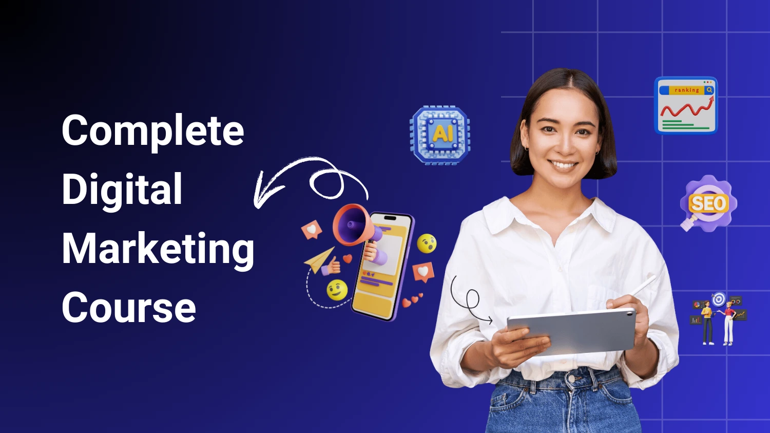 Complete Digital marketing course banner image,